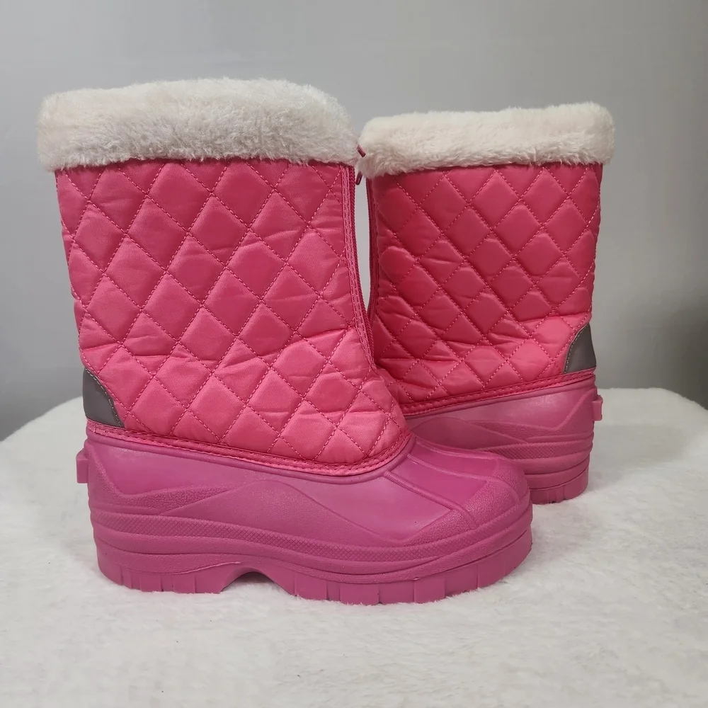 Pink Quilted Kids Snow Boots